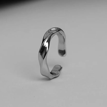 Retro Mobius Wave Ring Silver Color