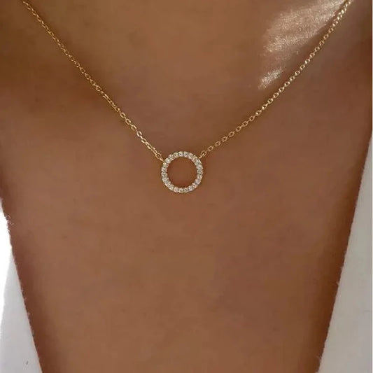 Crystal Circle Pendant Necklace