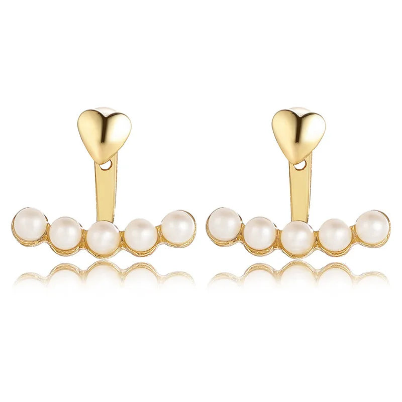 Elegant Gold Color Pearl Stud Earrings