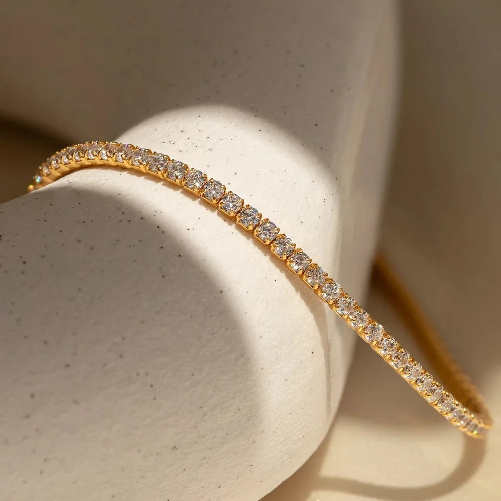 Stainless Steel Gold Plated Sparkling Bracelet