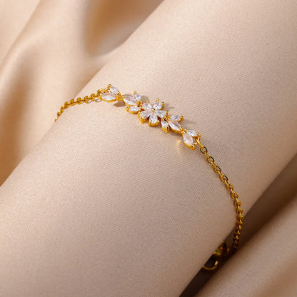 Elegant Zircon Flowers Bracelet