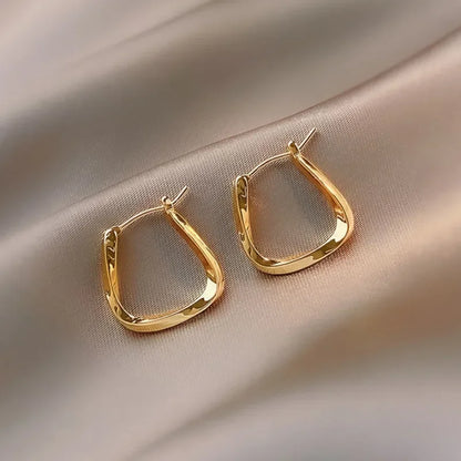 Geometric Twisted Square Hoop Earrings