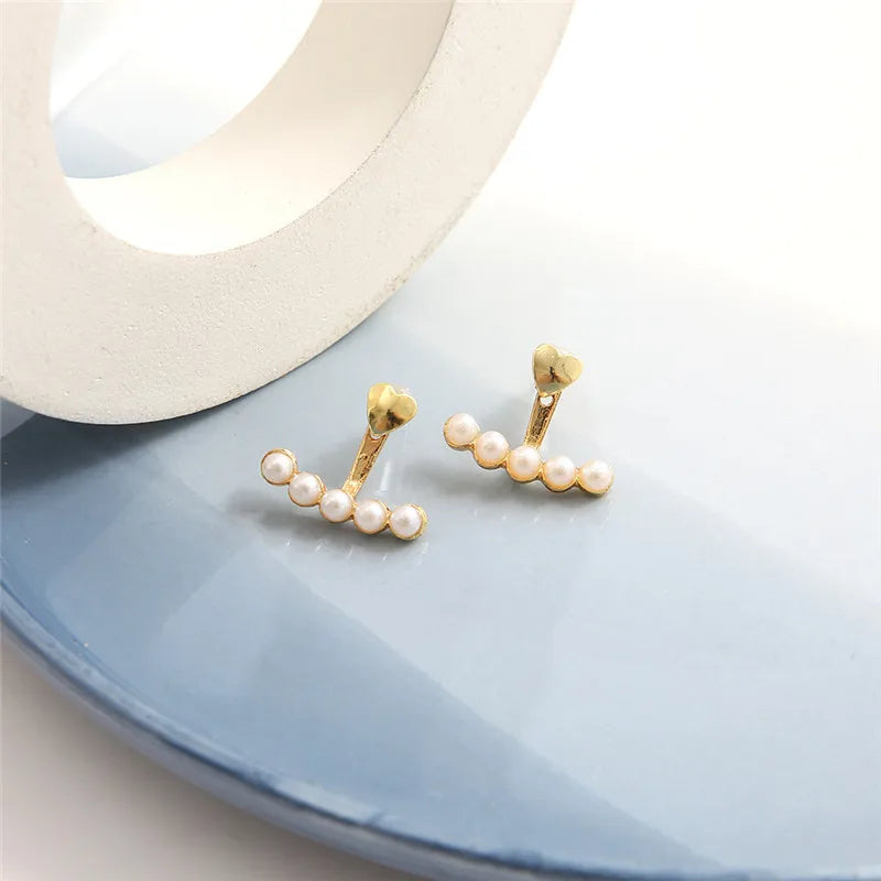 Elegant Gold Color Pearl Stud Earrings