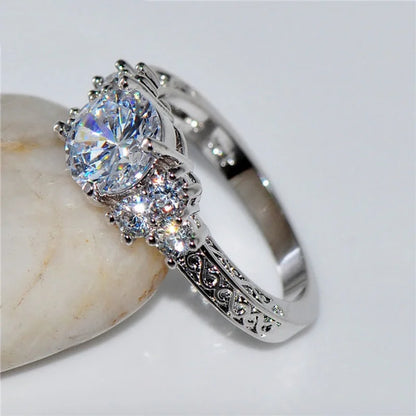 White Zircon Stones Ring