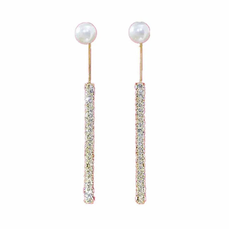 Long Tassel Pearl Dangle Earrings