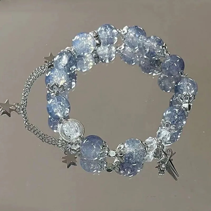 Blue Crystal Star Chain Tassel Bracele