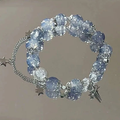 Blue Crystal Star Chain Tassel Bracele