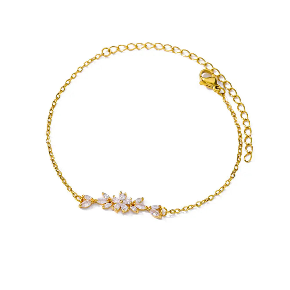 Elegant Zircon Flowers Bracelet