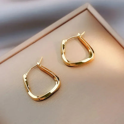 Geometric Twisted Square Hoop Earrings