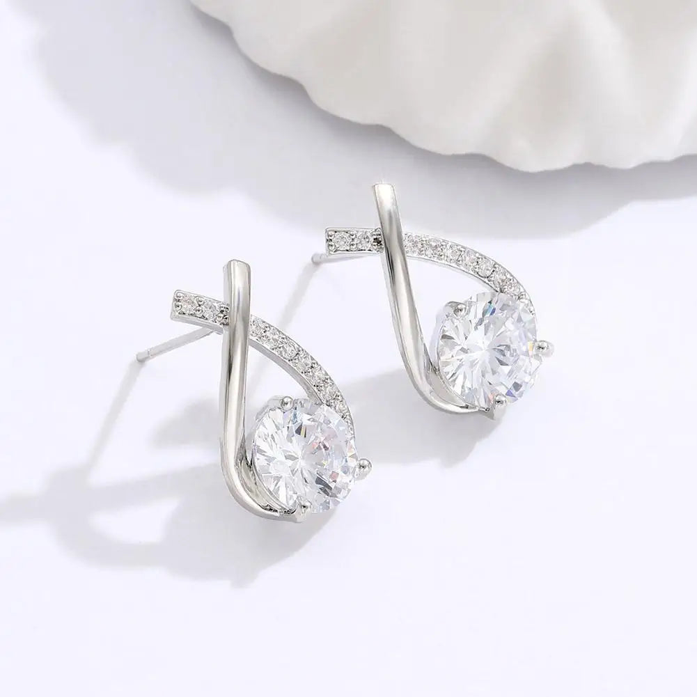 Crystal Cross Stud Earrings