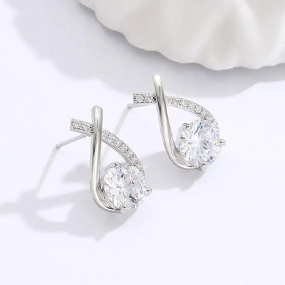 Crystal Cross Stud Earrings