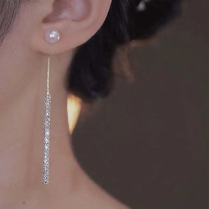 Long Tassel Pearl Dangle Earrings