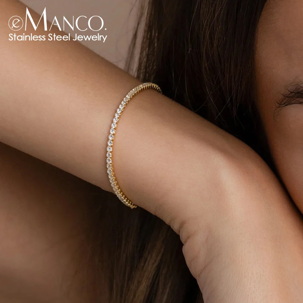 Stainless Steel Gold Plated Sparkling Bracelet